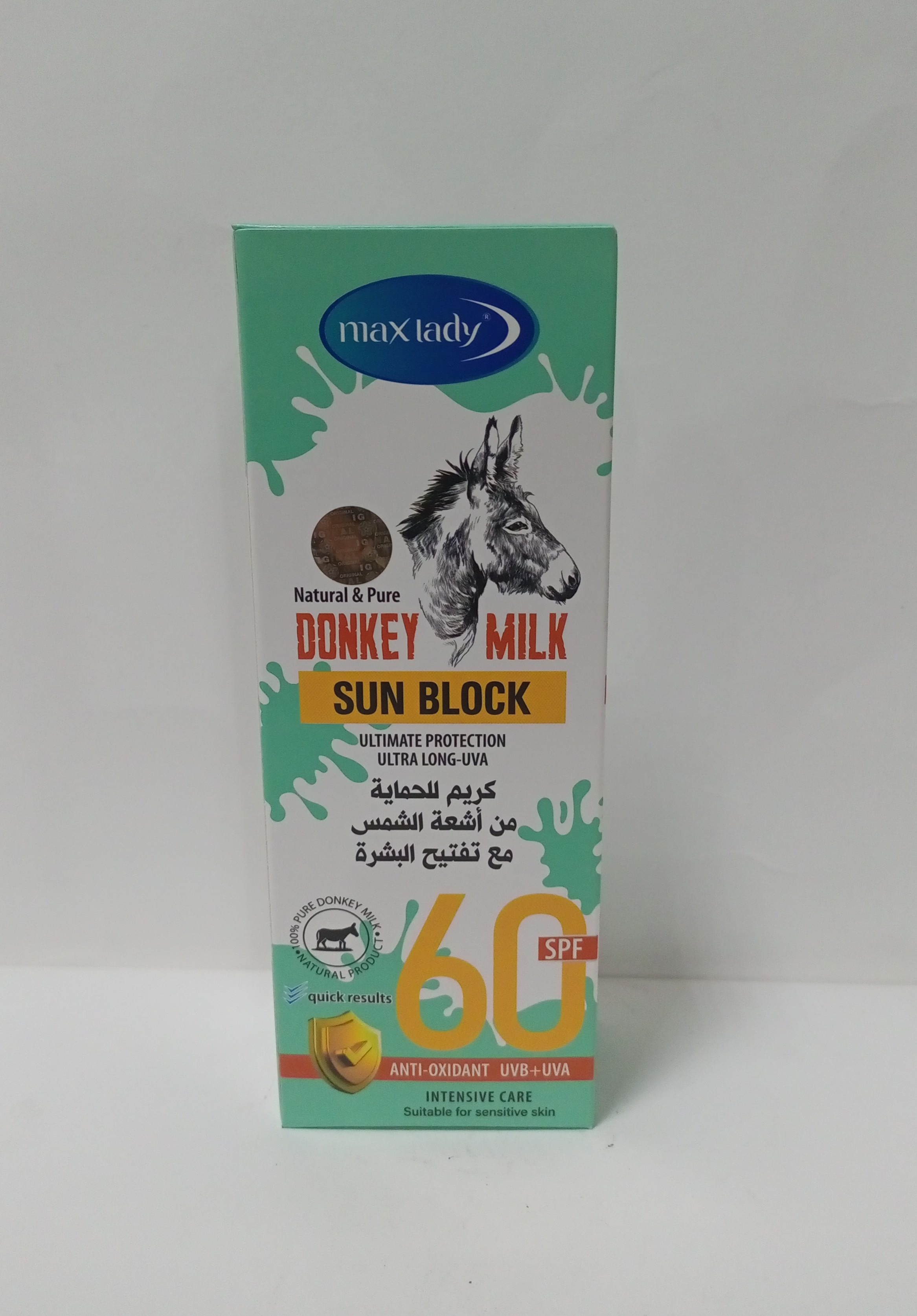 Max Lady Sun Block SPF 60 Donkey Milk  (125ML)