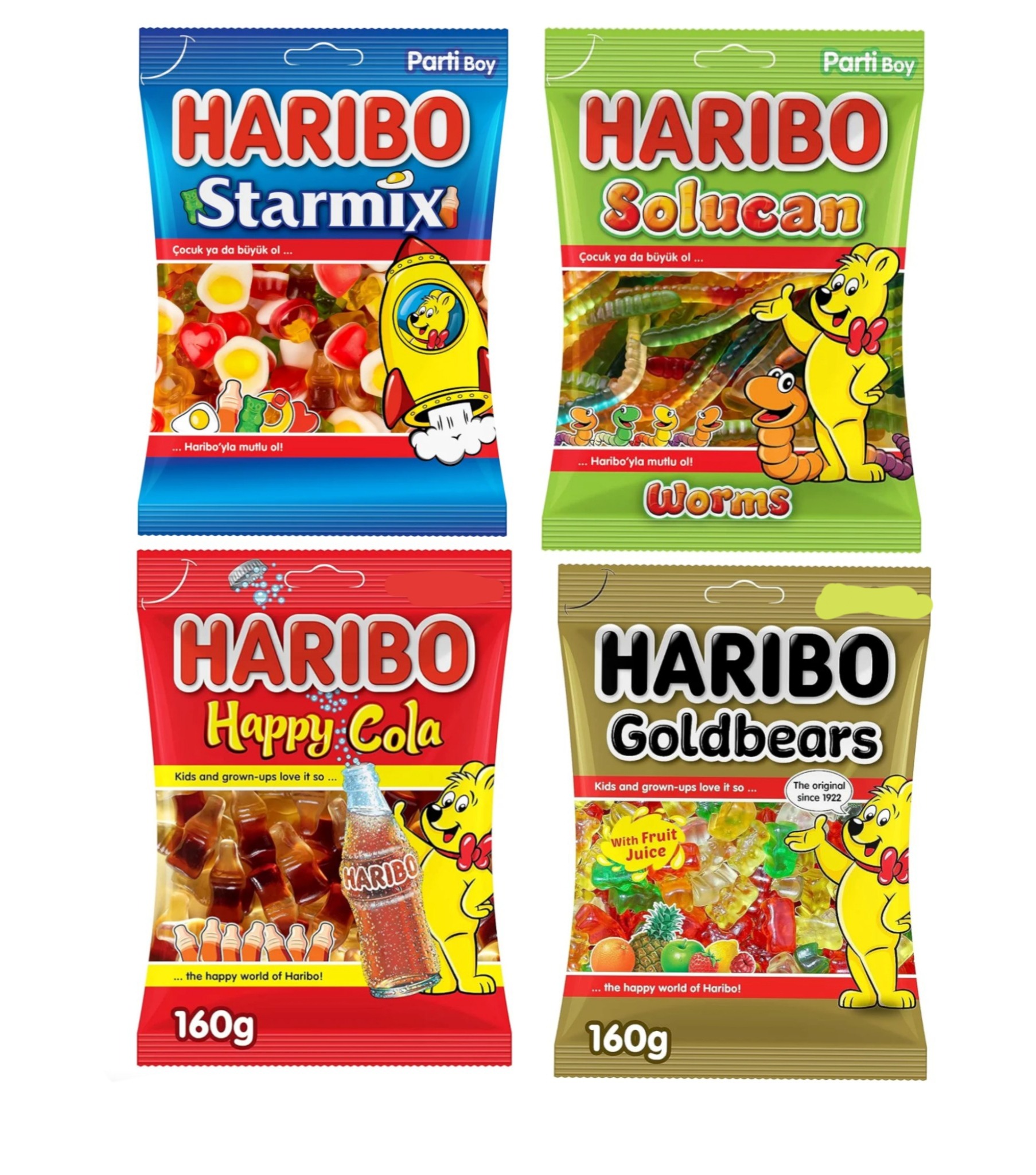 (Food) 4Pcs Haribo Star Mix Jelly Cocuk ya da buyuk ol (4X160G)
