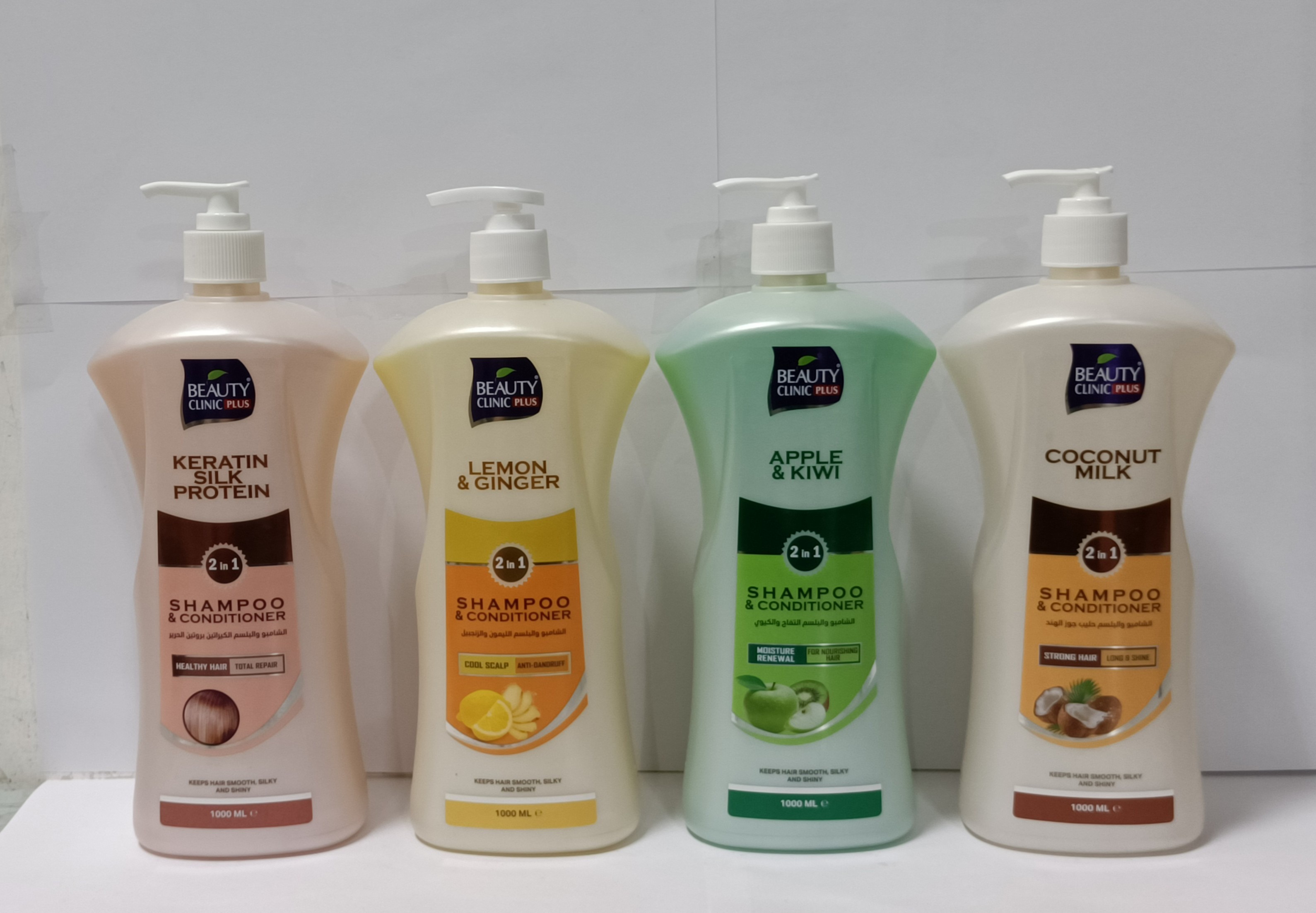 4PCS BEAUTY CLINIC SHAMPOO + CONDITIONER (4X1000 ML)  ASSORTED