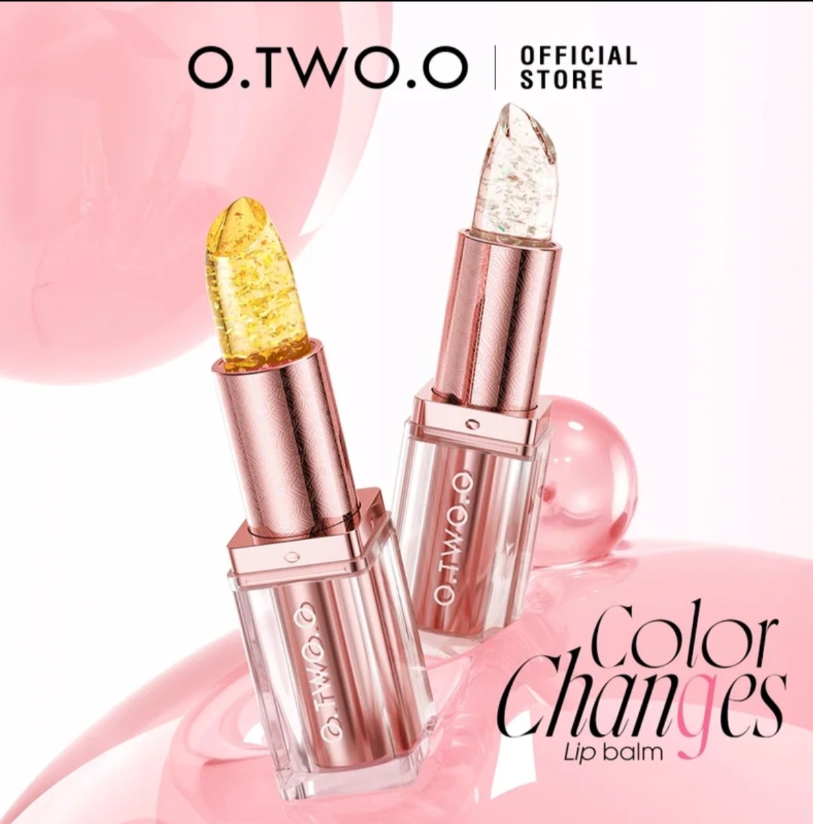 [DS] O.TWO.O Tinted Lip Balm Lasting Waterproof Gold Foio