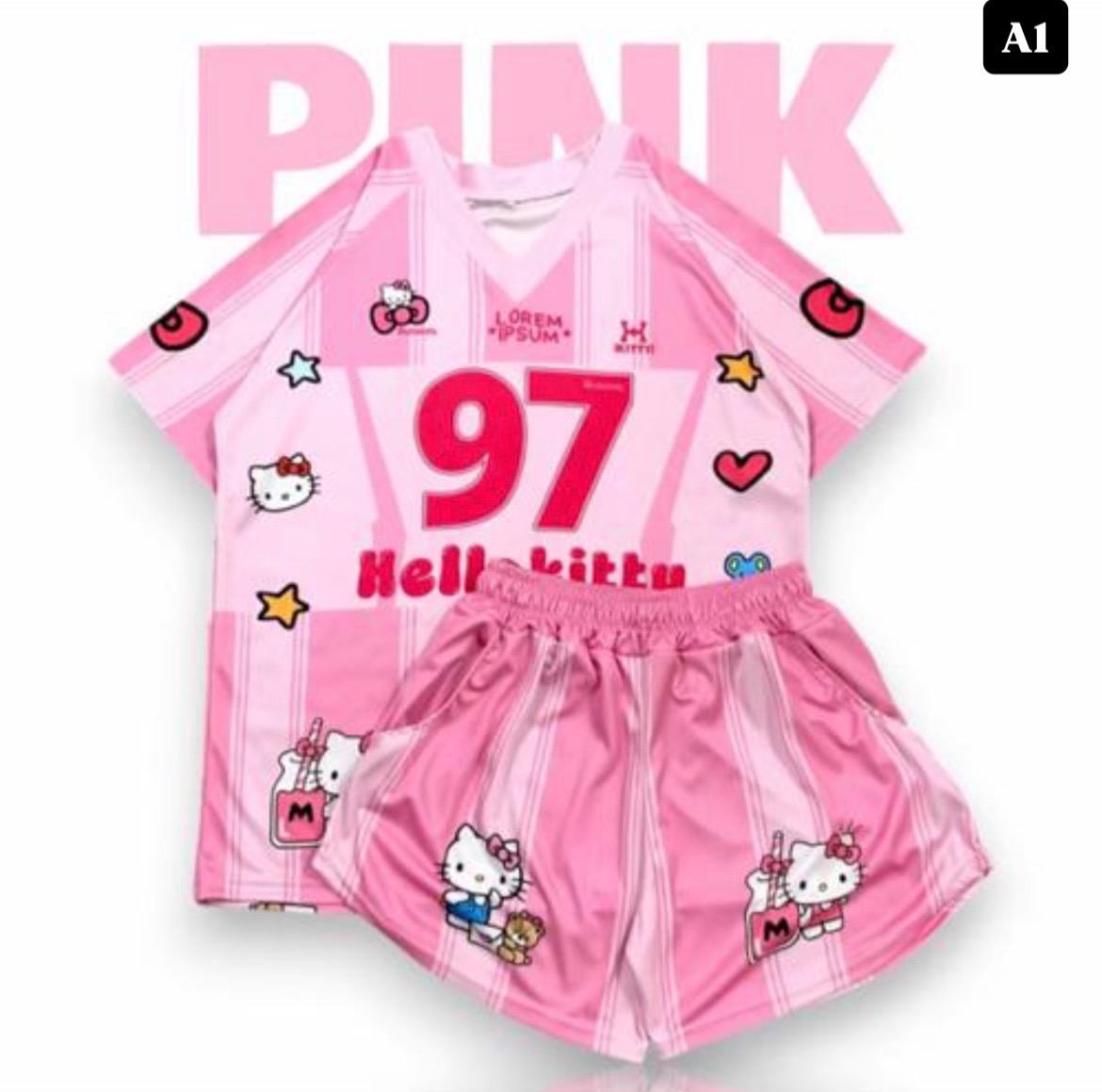 [BKK][PEG][142-200-0]OAFSSET6 Cartoon Print Cute Kit Set 4 colors with pocket Free size / Plus size