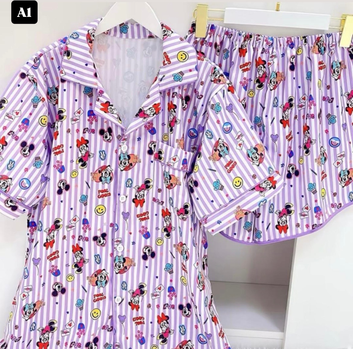 [BKK][PEG][152-200-0]Soft and smooth Italian silk pajamas, short-sleeved and short-legged, perfect for comfortable and cool nights