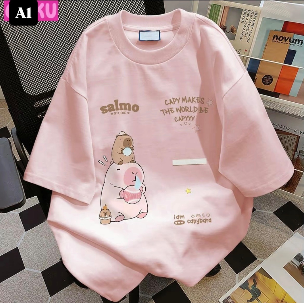 [BKK][PEG][60-150-0] Cute Korean T-Shirt – Cartoon Capybara Print