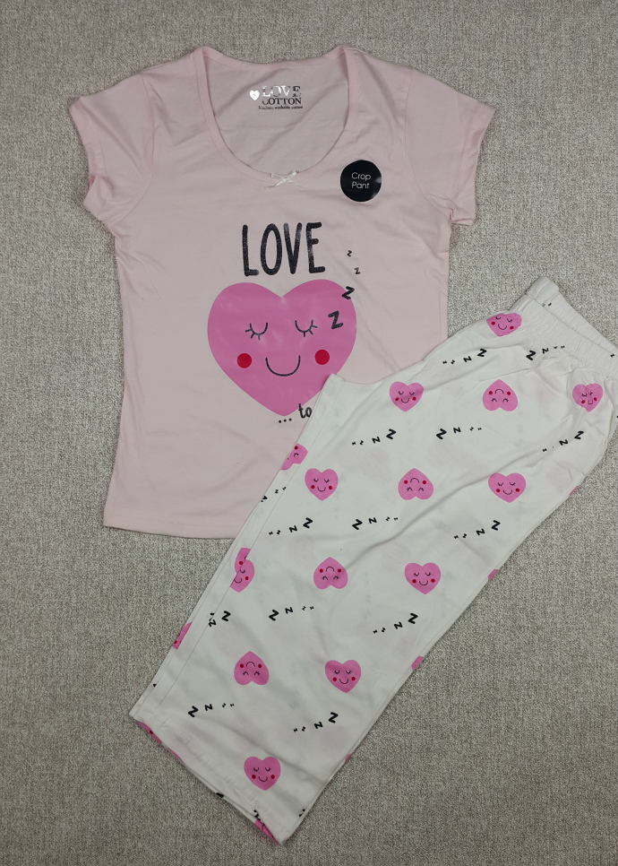 Womens BHS Star Print Cropped Pyjama Set (8 to 16 UK )