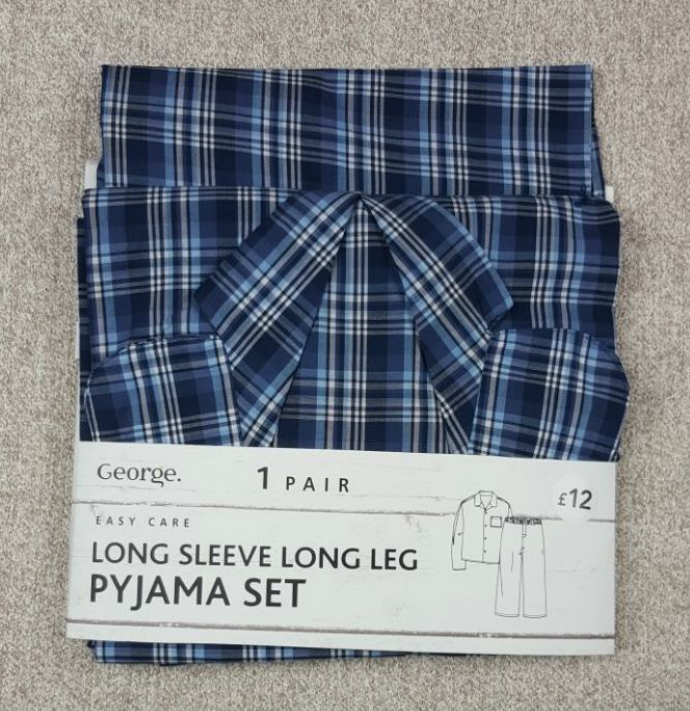 GEORGE GEORGE Mens Long Sleeve Long Leg Pyjama Set (M -  L - XL - XXL) 