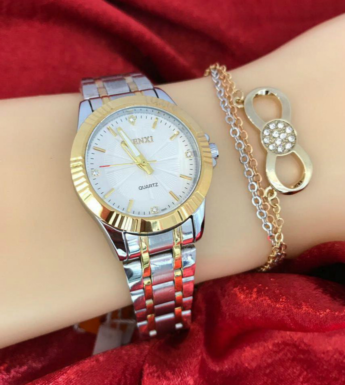 Ladies Stylito Chenxi Watch + Free Maching Bracelet (Ladies Gift Set)