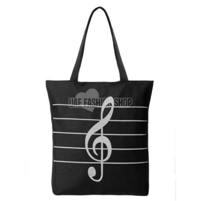 Korean Women Girls Single Shoulder Portable Musical Symbol Canvas Bag Fashion Bag 