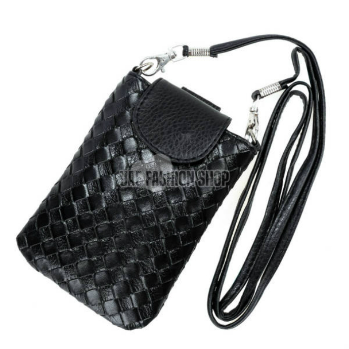 Fashion Women Synthetic Leather Woven Pattern Cell Phone Shoulder Bag Cross Bag Cell Phone Pouch 