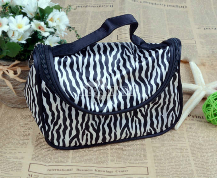 Women Lady Makeup Cosmetic Case Toiletry Bag Zebra Travel Handbag Organizer New 