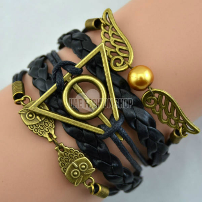 Synthetic Leather Bracelet Snitch Angel Wings Owl