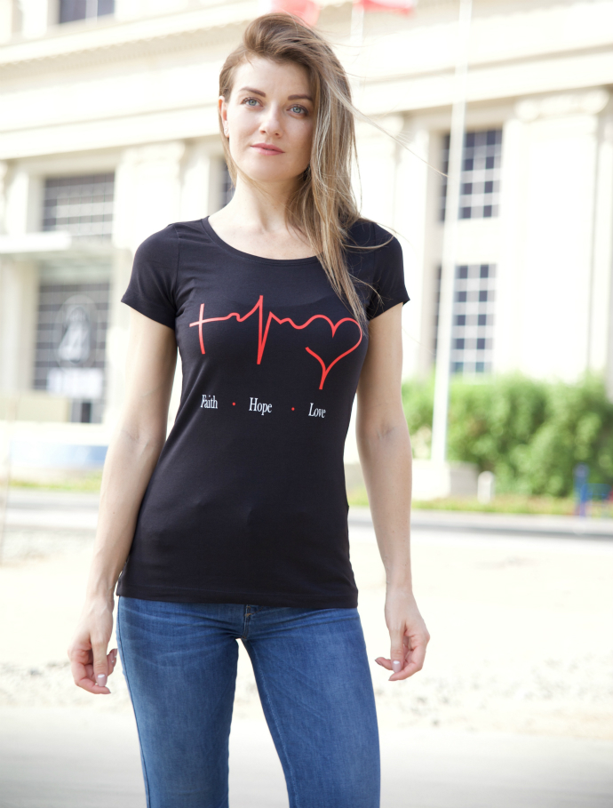 Fatih . Hope . Love Ladies Printed T-Shirt (BLACK) (S - M - L - XL)