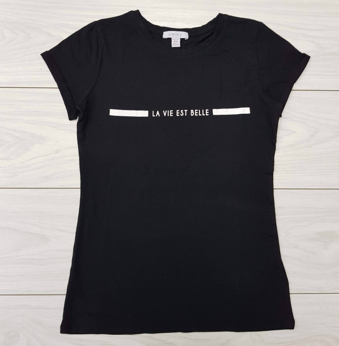 AMISU Ladies T-Shirt (BLACK) (XS - S - M - L - XL - XXL) 