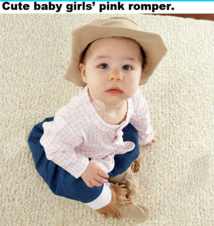Baby Plaid Long Sleeve Learning Climb Clothes Romper With Hat 