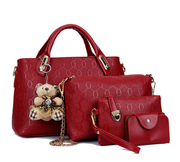 Violet  Violet Ladies Fashion Bag (4 Pcs) (DarkRed)