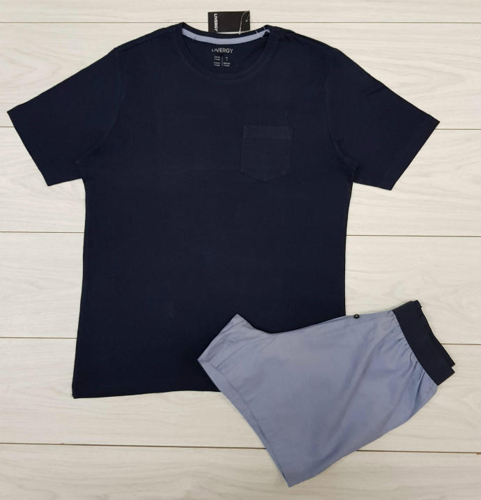 LIVERGY Mens T-Shirt And Shorts Set (NAVY) (M - XL - XXL)