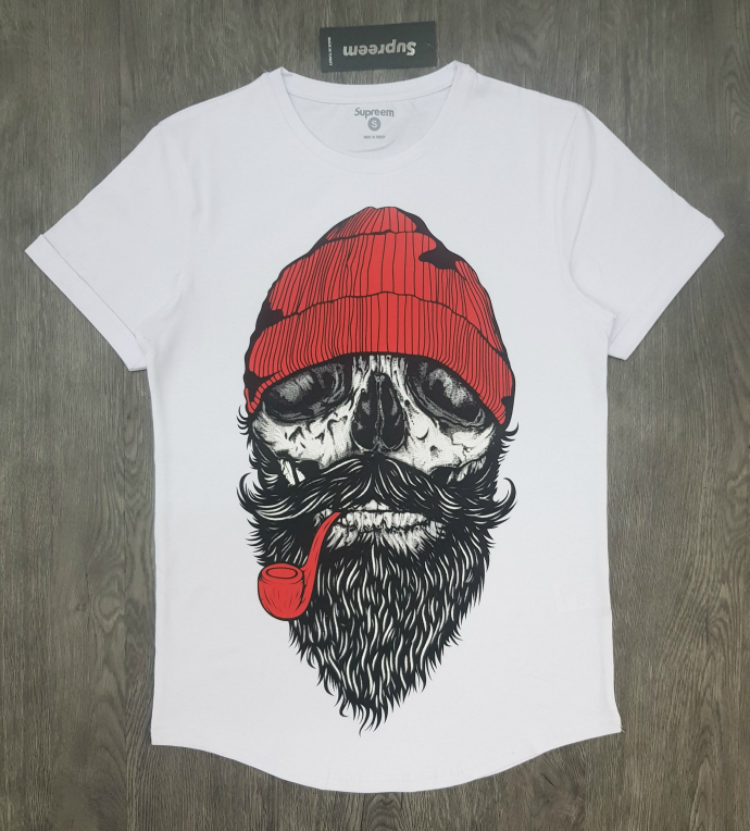 SUPREEM Mens Design T-Shirt (WHITE) (Made in Turkey) (S - M - L - XL - XXL)
