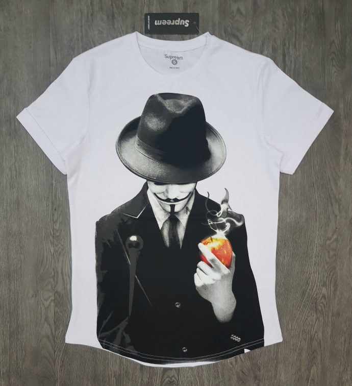 SUPREEM Mens Design T-Shirt (WHITE) (Made in Turkey) (S - M - L - XL - XXL) 