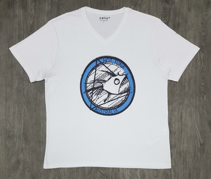 CELIO Mens T-Shirt (WHITE) (L ) 