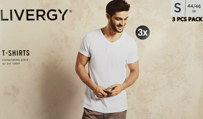 LIVERGY Mens 3 Pcs T-Shirt Pack (WHITE) (S - M - L - XL - XXL - 3XL )