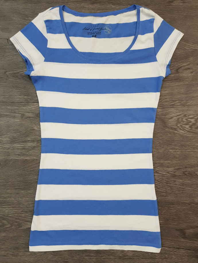 HM  Ladies T-Shirt (BLUE - WHITE) (XS - S - M - L - XL)