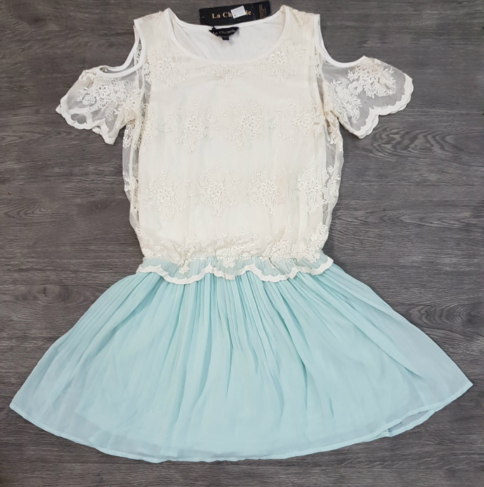 LA CHAPELLE Ladies Dress (WHITE - LIGHT BLUE) (LC) (S - M - L)