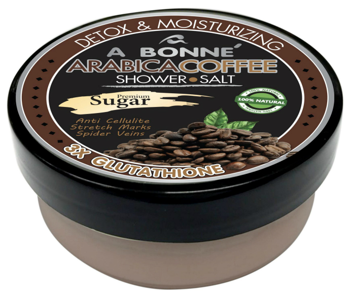 A BONNE A BONNE' Arabica Coffee Premium Sugar Shower Salt Body Scrub Detox & Moiturizing (mos) (CARGO)