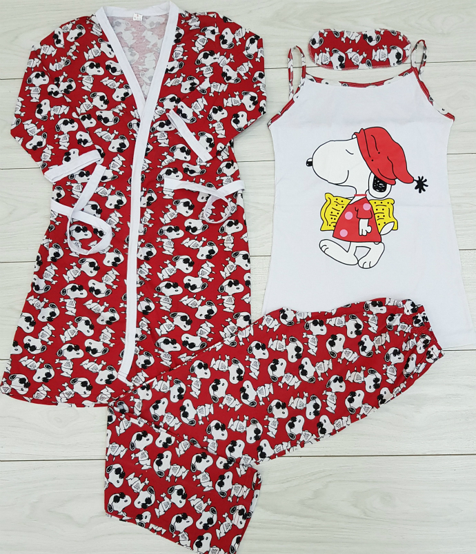Ladies Turkey Sleepwear 4 Pcs Set (RED - WHITE) (S - M - L - XL)
