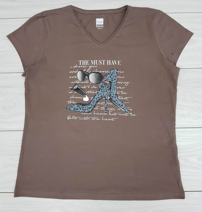 TISAIA Ladies T-Shirt (DARK BROWN) (50 to 52)