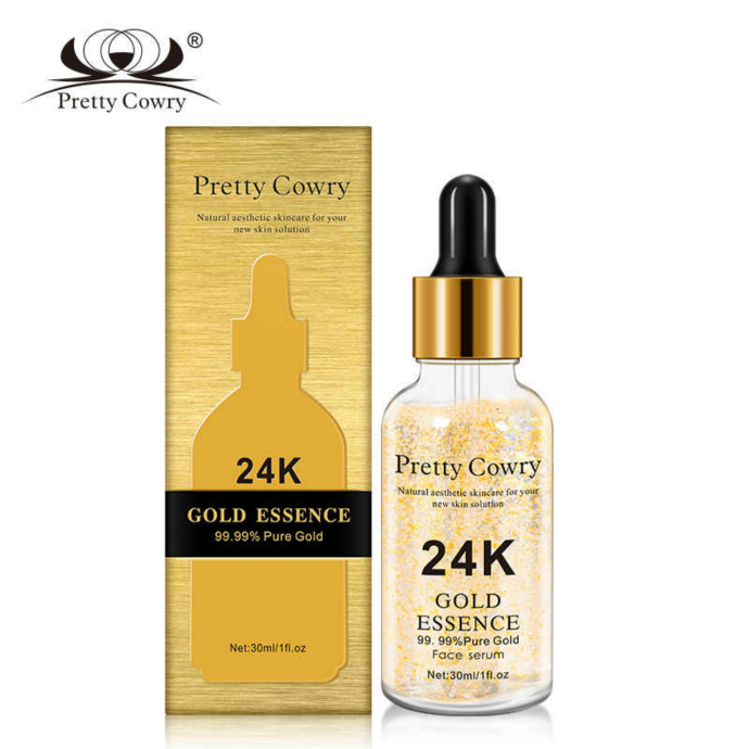 PRETTY COWRY 24K Gold Serum Moisture Essence Anti-wrinkle Gold Nicotinamide Liquid Skin Care Essence 30ML (MOS)