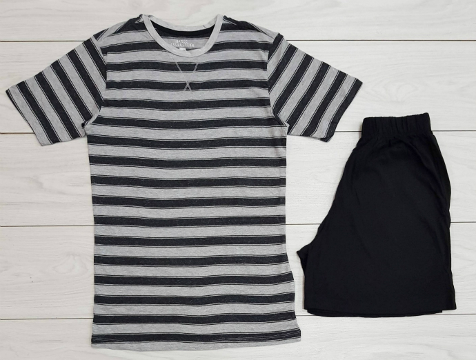 Mens T-Shirt And Shorts Set (DARK GRAY - BLACK) (S - M - L - XL) 