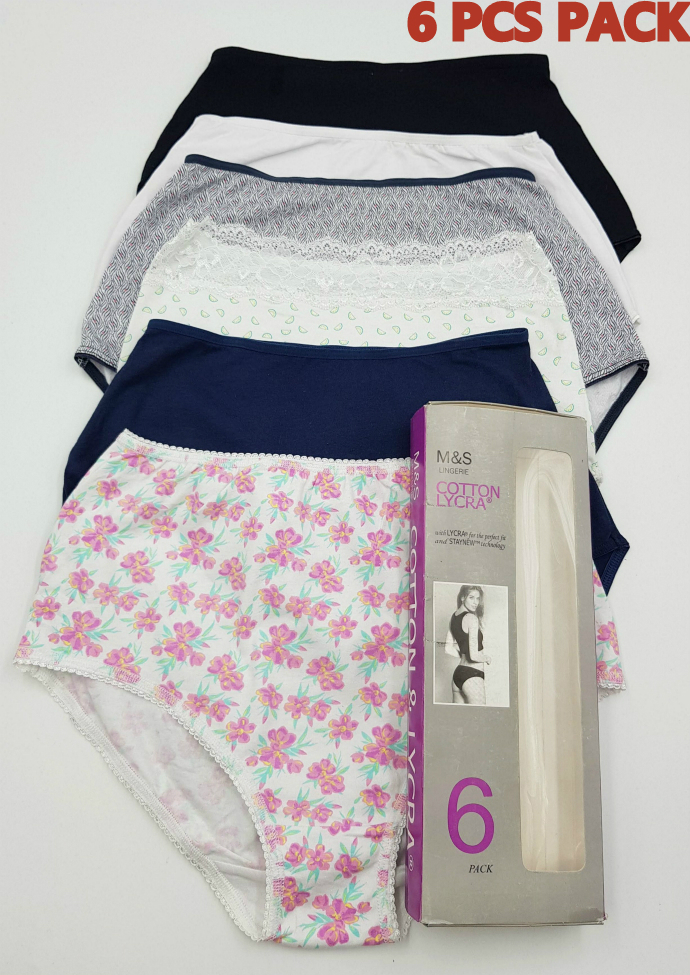 MNS 6 Pcs Ladies Panty Pack (Random Color) (8 to 18 EUR)
