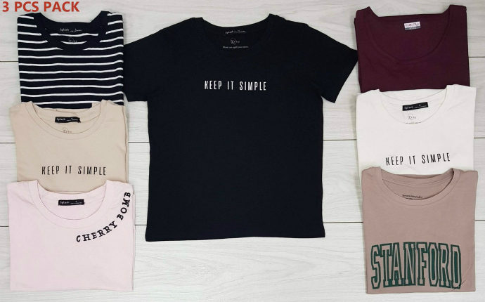 BASIC 3 Pcs Ladies T-Shirt Pack (Random color) (S - M - L - XL)