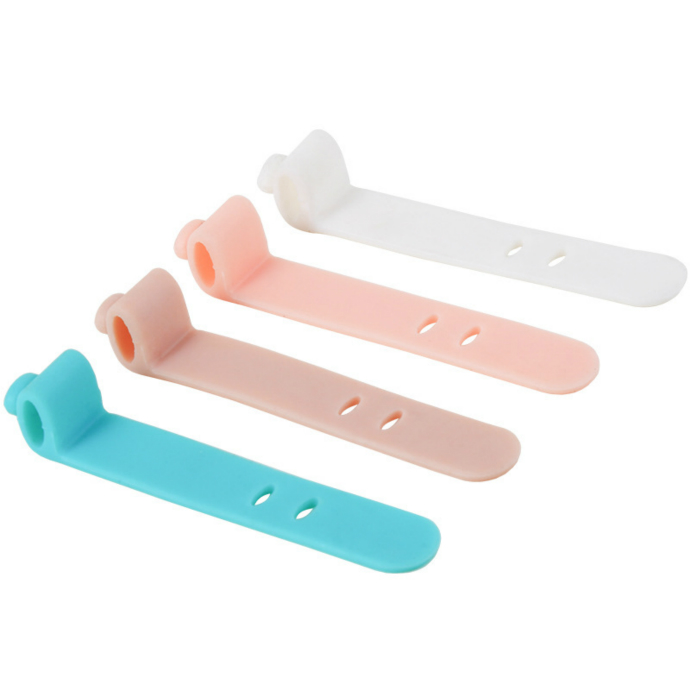 GENERIC Silicone Strap Cable Organizer 4 Pieces (MIXED COLOUR)