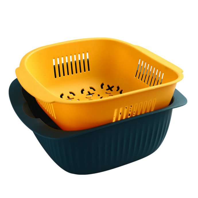 GENERIC Nordic Double Drain Basket (YELLOW) (MIDDLE SIZE)