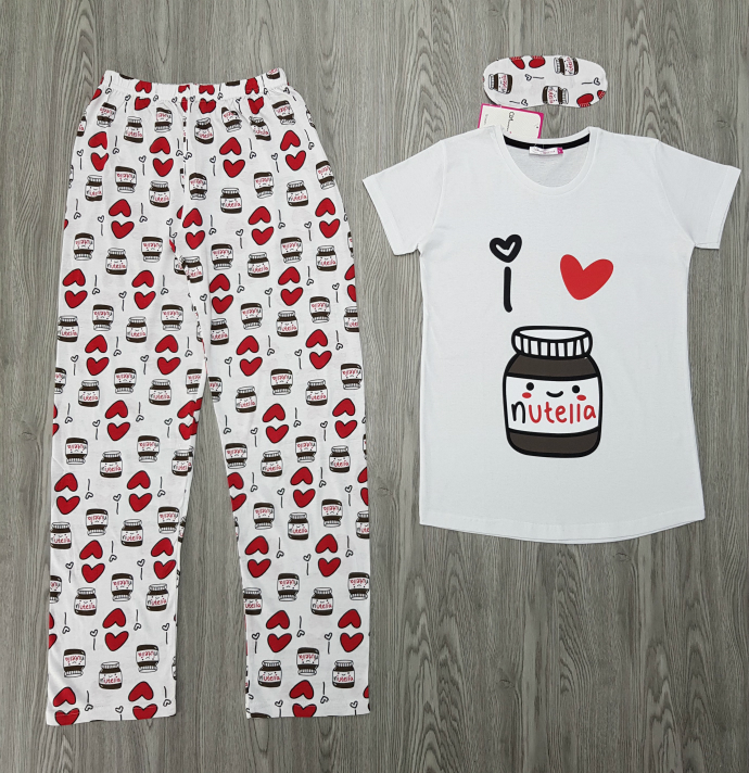 CLAM HOMEWEAR Ladies Turkey 3Pcs Pyjama Set (WHITE) (S-M-L-XL)