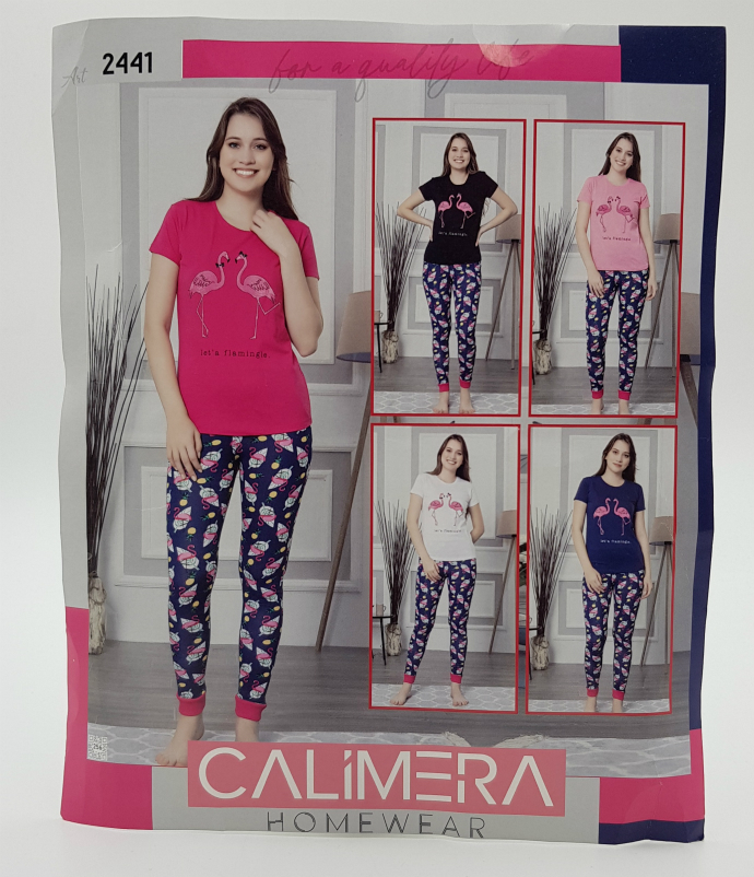 CLAM HOMEWEAR Ladies Turkey  2Pcs Pyjama Set  (PINK-VAVY) (S-M-L-XL)