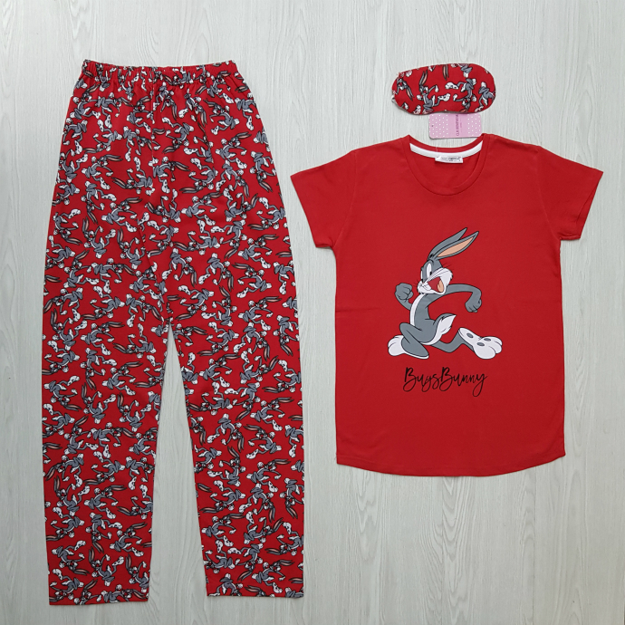CLAM HOMEWEAR Ladies Turkey 3Pcs Pyjama Set (RED)(S-M-L-XL)
