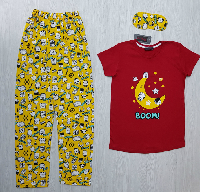 CALIMERA Ladies Turkey 3Pcs Pyjama Set (RED-YELLOW)(S-M-L-XL)