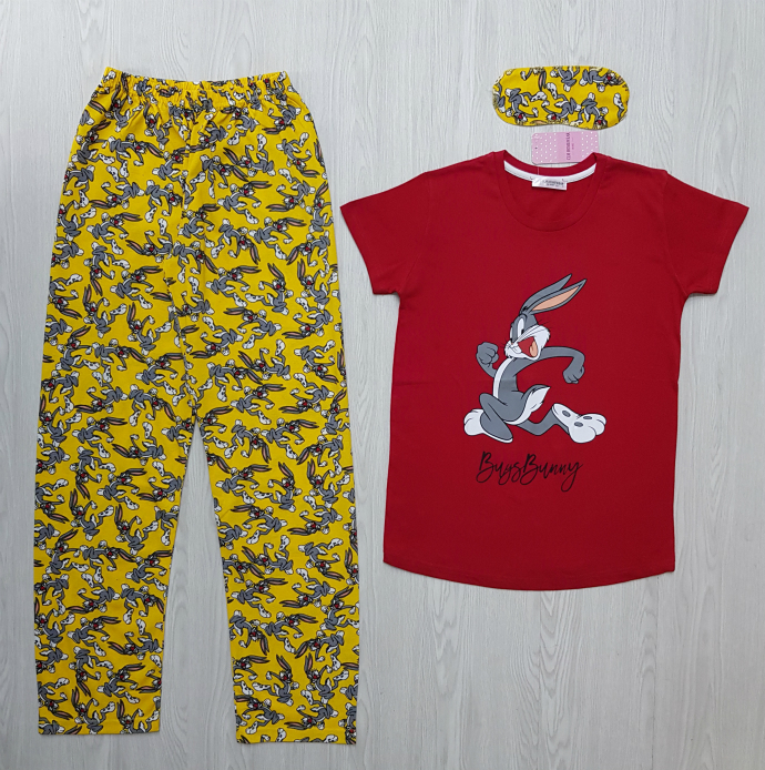 CLAM HOMEWEAR Ladies Turkey 3Pcs Pyjama Set (RED-YELLOW)(S-M-L-XL)