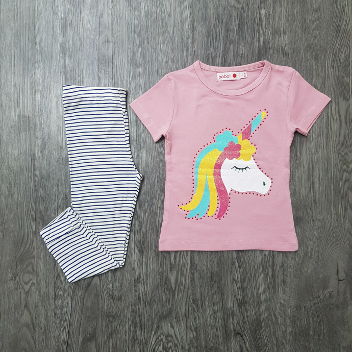 BOBOLI Girls 2 Pcs Pyjama Set (LIGHT PINK - WHITE) (2 to 8 Years)