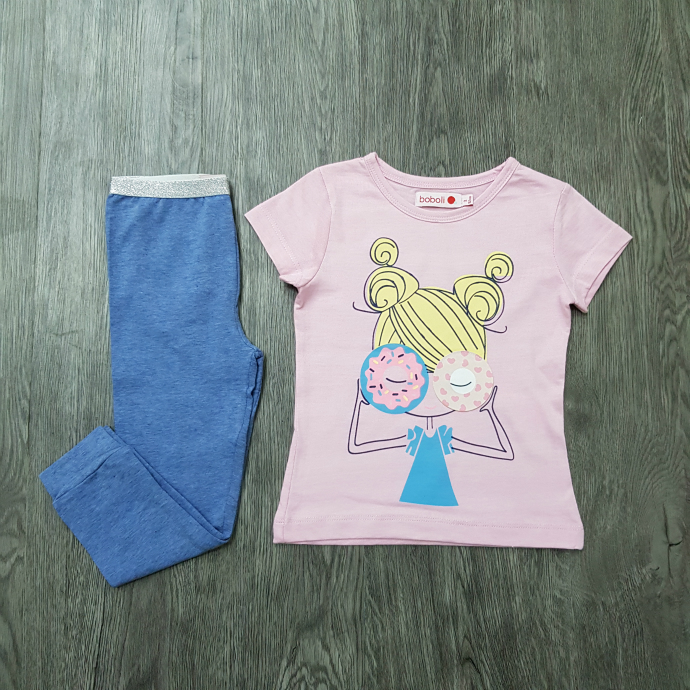 BOBOLI Girls 2 Pcs Pyjama Set (LIGHT PINK - BLUE) (2 to 8 Years)