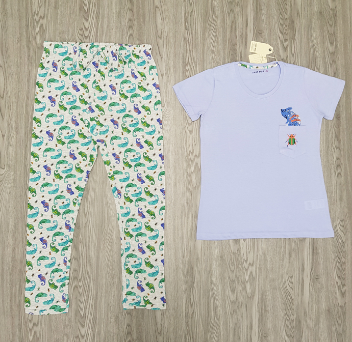 TALLY WEIJL Ladies 2 Pcs Pyjama Set (WHITE - LIGHT BLUE) (S - M - L - XL)