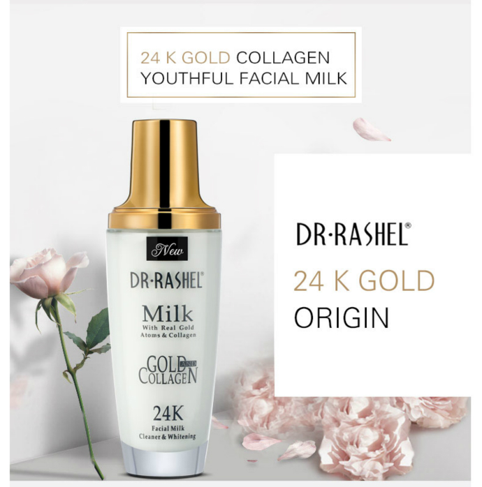 DR RASHEL 24K Gold And Collagen Facial Milk Cleaner And Whitening (100ml) (mos)