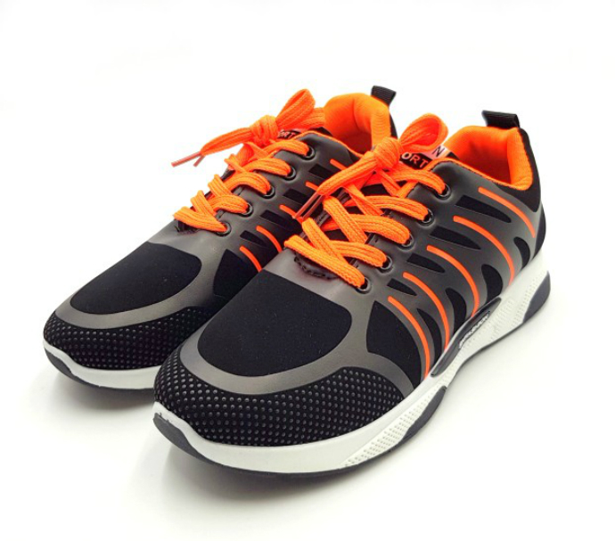 FASHION SPORT Mens Shoes (BLACK - ORANGE) (40 to 45)