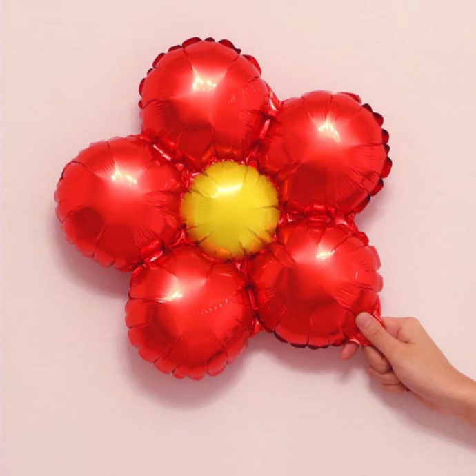 Balloon With Flower Design (RED) ( 33Ã—33 )