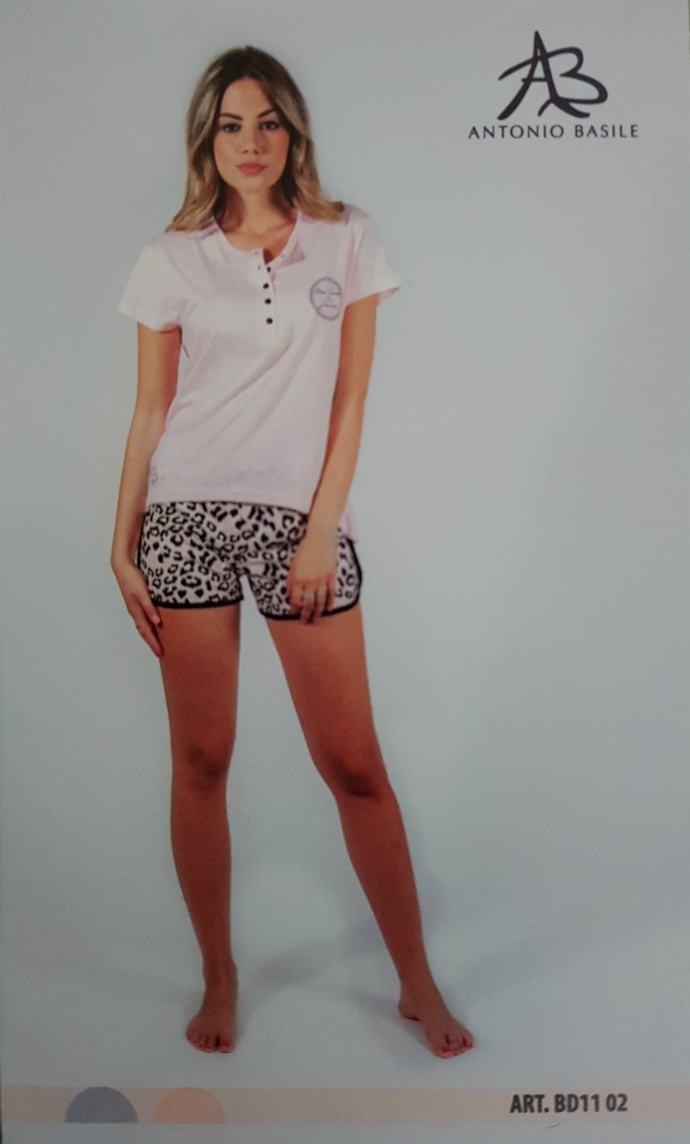ANTONIO BASILE Ladies 2Pcs Shorty Nightwear Set (PINK - WHITE) (S - M - L - XL)