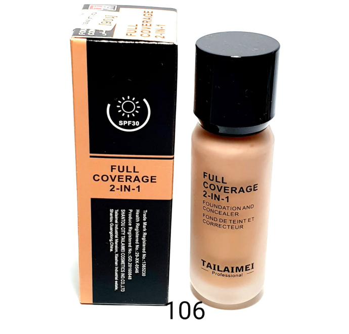 TAILAIMEI PROFESSIONAL Full Coverage 2 In 1 Foundation And Concealer 40ml (No.106) (Exp: 12.2023) (FRH)