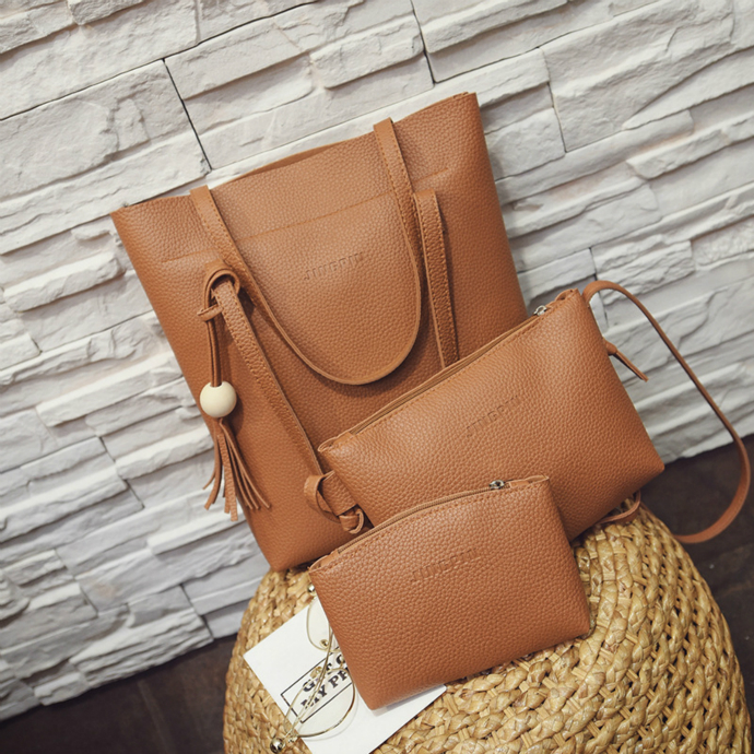 Ladies 3 Pcs Bags (BROWN) (OS)