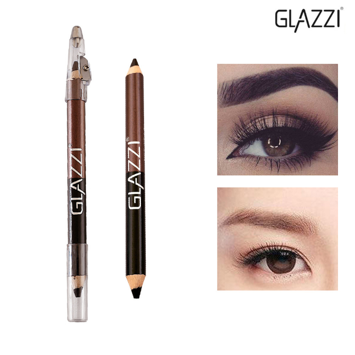 GLAZZI 2 In 1 Eyeliner Eyebrow Pencil Planer Waterproof (BLACL - BROWN) (FRH)
