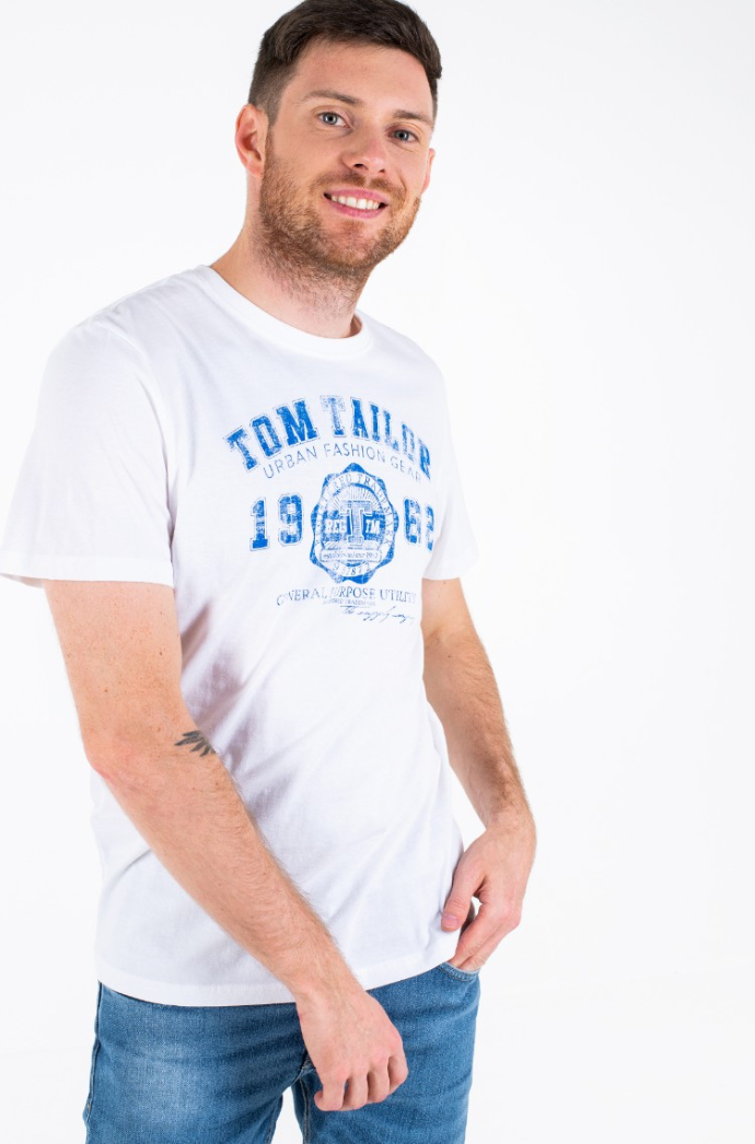 TOM TAILOR Mens T-Shirt (WHITE) (S - M - L - XL - XXL)